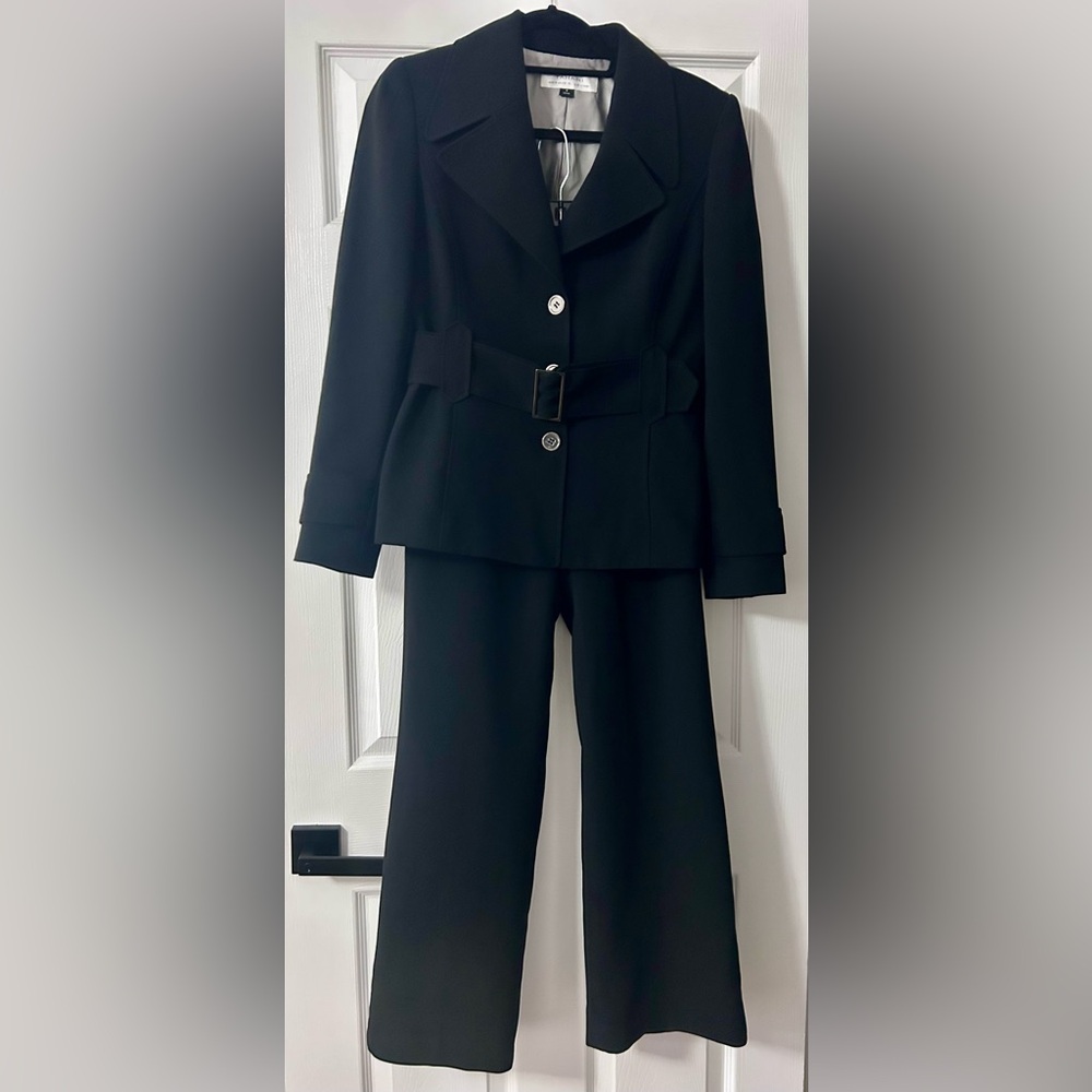 Elegant Women's Black Pantsuit with Belt Detail